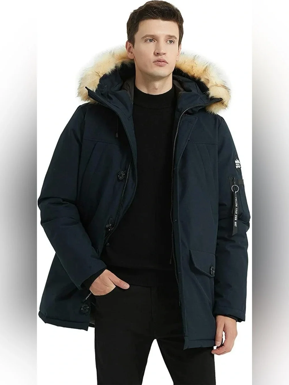 PUREMSX X4709- Men's Vegan Down Insulated Navy Jacket Parka